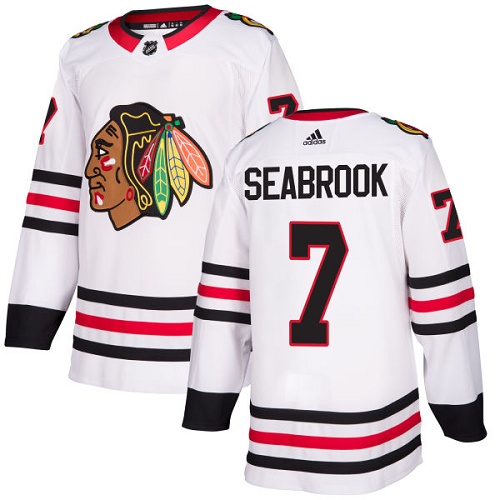 Adidas Blackhawks #7 Brent Seabrook White Road Authentic Stitched NHL Jersey